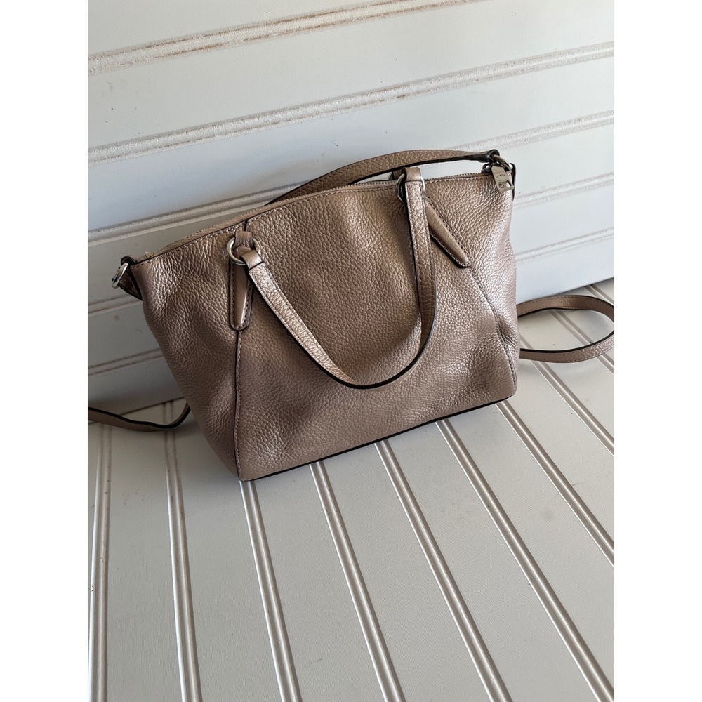 Coach Kelsey Satchel Metallic Pebble Leather Crossbody Bag F28989 Gold Silver - Picture 6 of 8